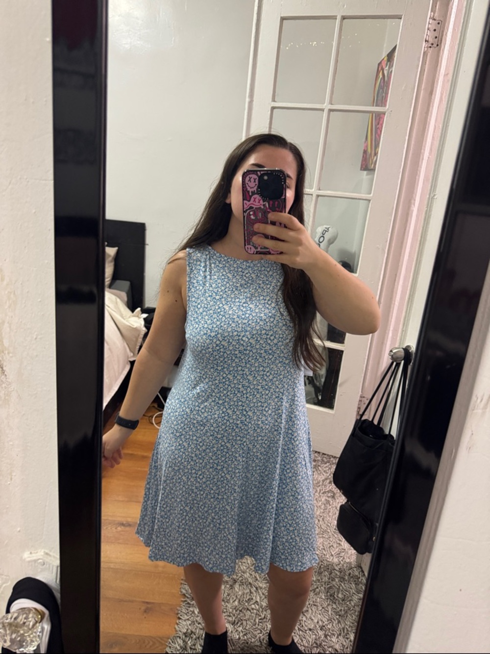 Old Navy Light Blue Floral Sleeveless Mini Dress